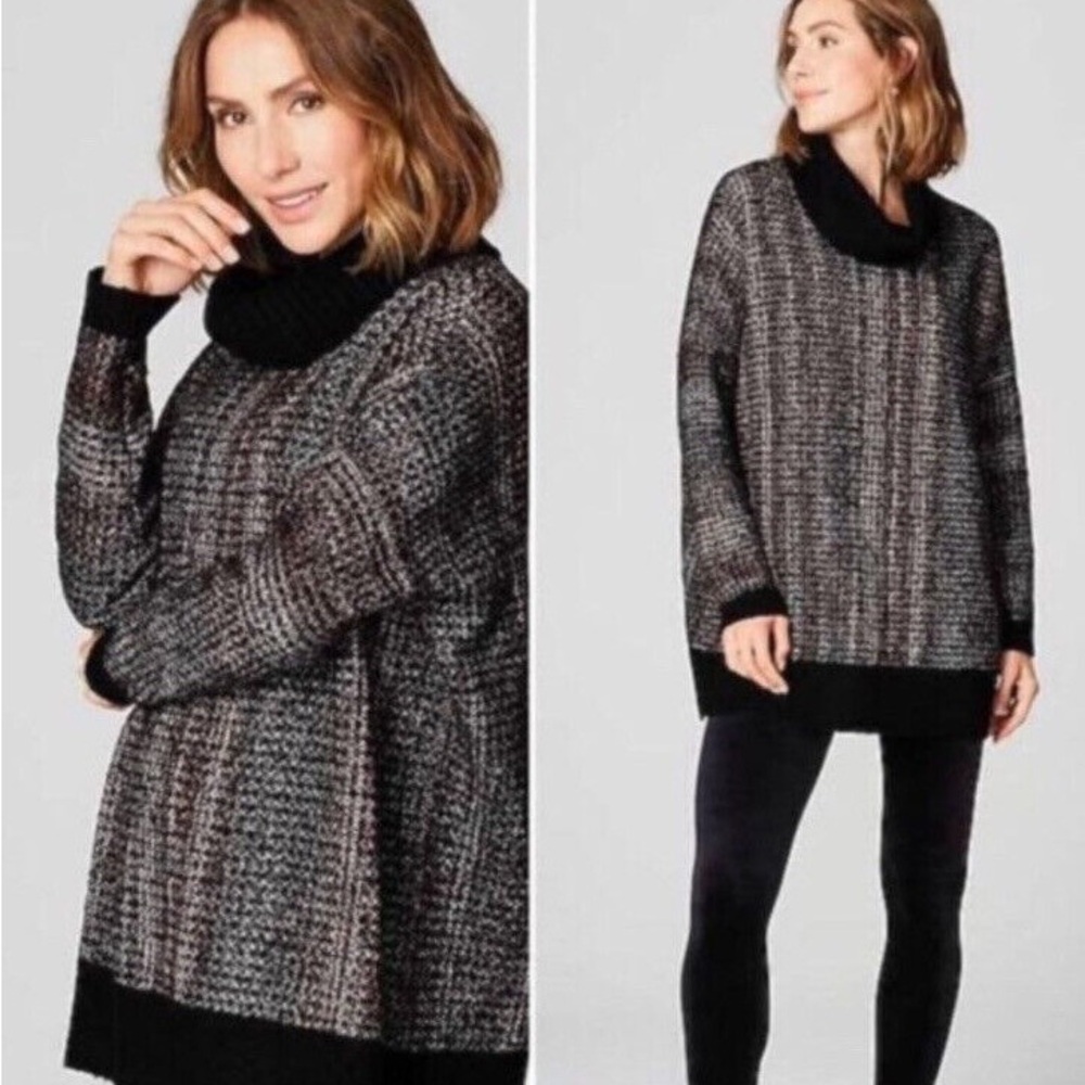 Pure J Jill Black Marled Dolman Oversized Sweater Knit Medium Large Petite NWT‎